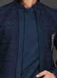 Navy Blue Color Indowestern In Silk fabric